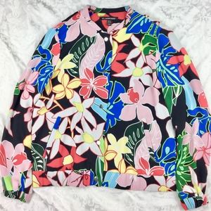 Zara TRF | Bomber Jacket Size Medium Floral Clasp